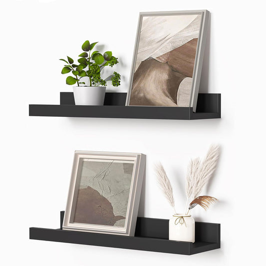 ShelfLoft 4.5 Inch Deep Picture Ledge Shelf Wall Floating Shelves with Lip,Set of 2