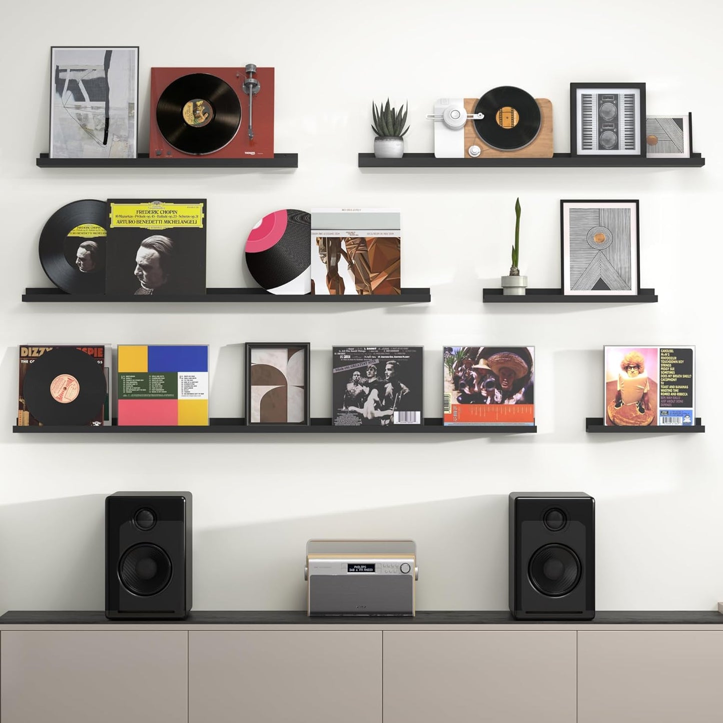 ShelfLoft 4.5 Inch Deep Picture Ledge Shelf Wall Floating Shelves with Lip,Set of 2