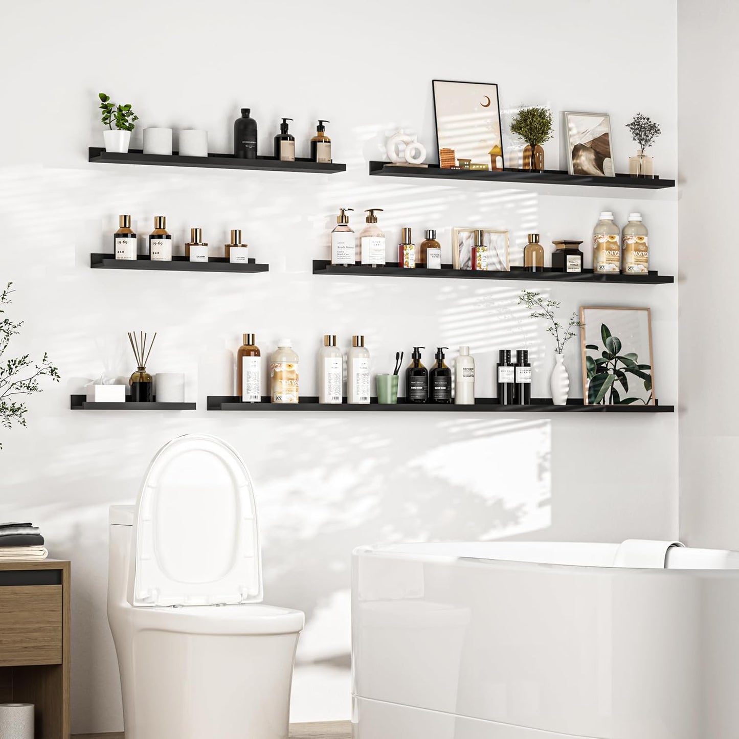 ShelfLoft 4.5 Inch Deep Picture Ledge Shelf Wall Floating Shelves with Lip,Set of 2