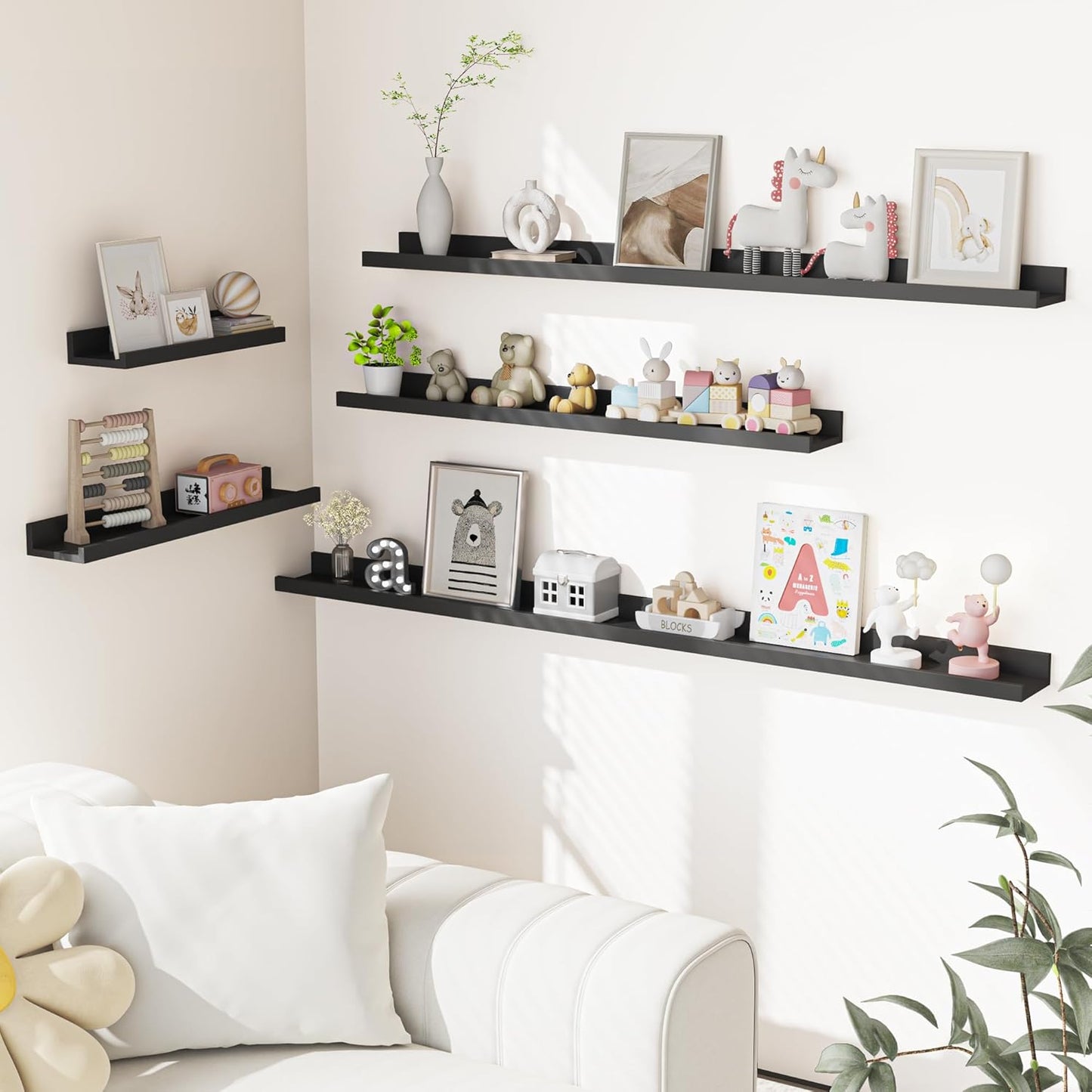 ShelfLoft 4.5 Inch Deep Picture Ledge Shelf Wall Floating Shelves with Lip,Set of 2