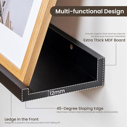 ShelfLoft 6.25 Inch Deep Picture Ledge Floating Shelves for Wall Storage,Set of 4