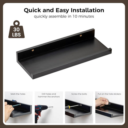 ShelfLoft 6.25 Inch Deep Picture Ledge Floating Shelves for Wall Storage,Set of 4