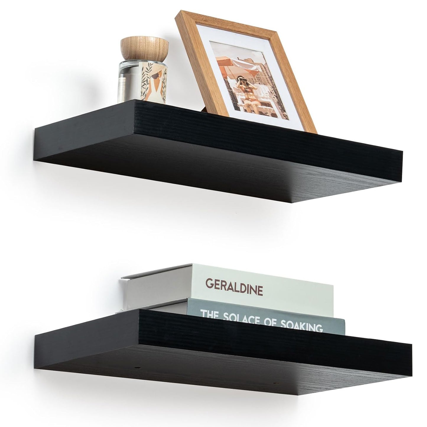 ShelfLoft 9"D x 1.6"H Black Wall Storage Floating Shelves