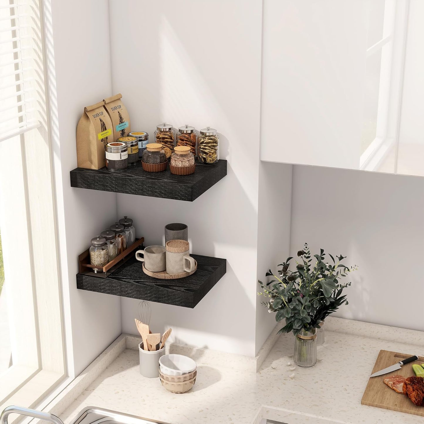 ShelfLoft 12 Inch Deep Rustic Wood Floating Shelves for Wall Decor & Storage