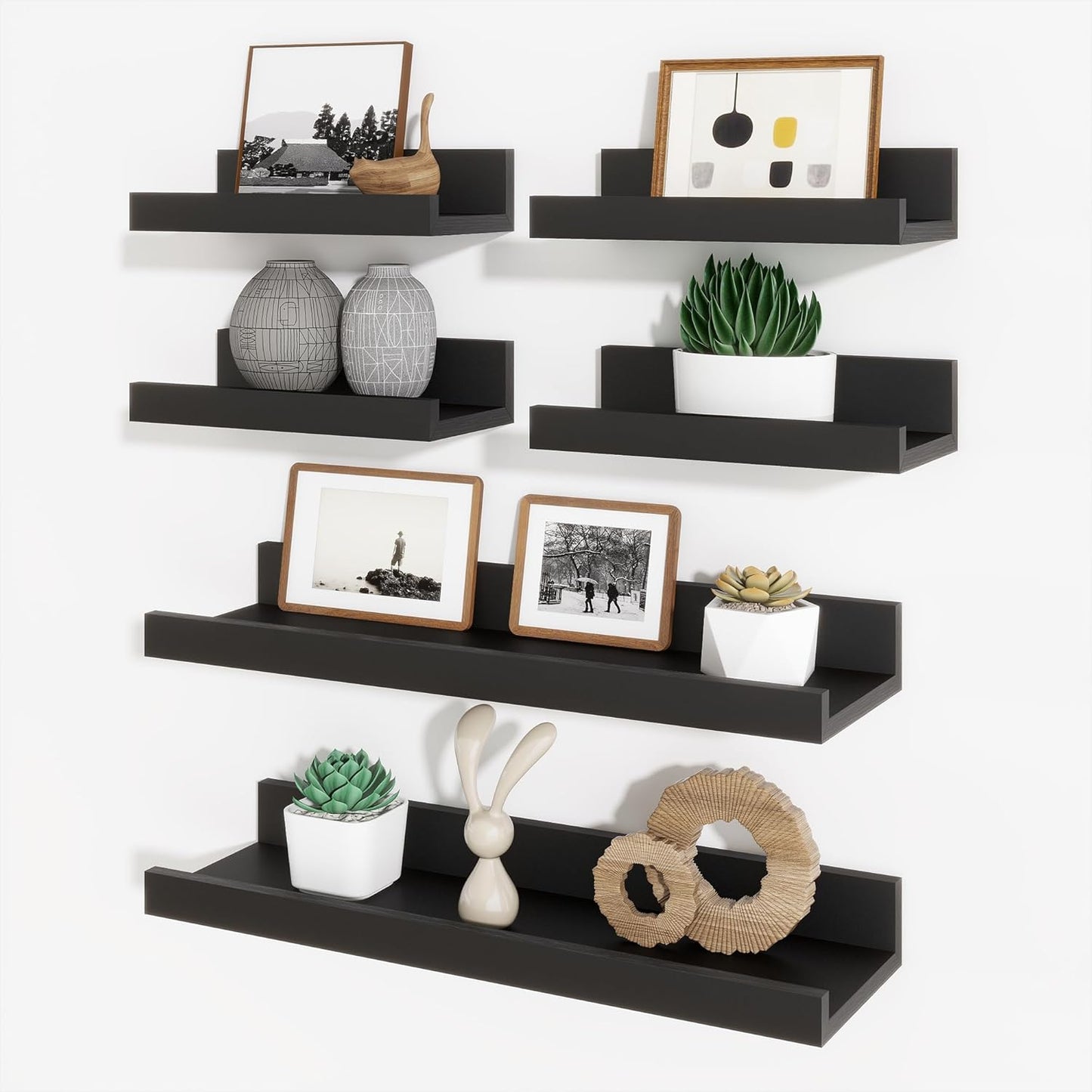 ShelfLoft 5.4 Inch Deep Picture Ledge Shelf Floating Wall Storage Shelves, Set of 6