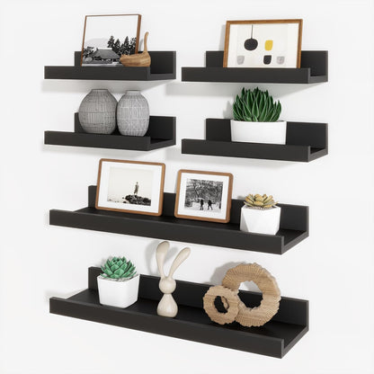 ShelfLoft 5.4 Inch Deep Picture Ledge Shelf Floating Wall Storage Shelves, Set of 6