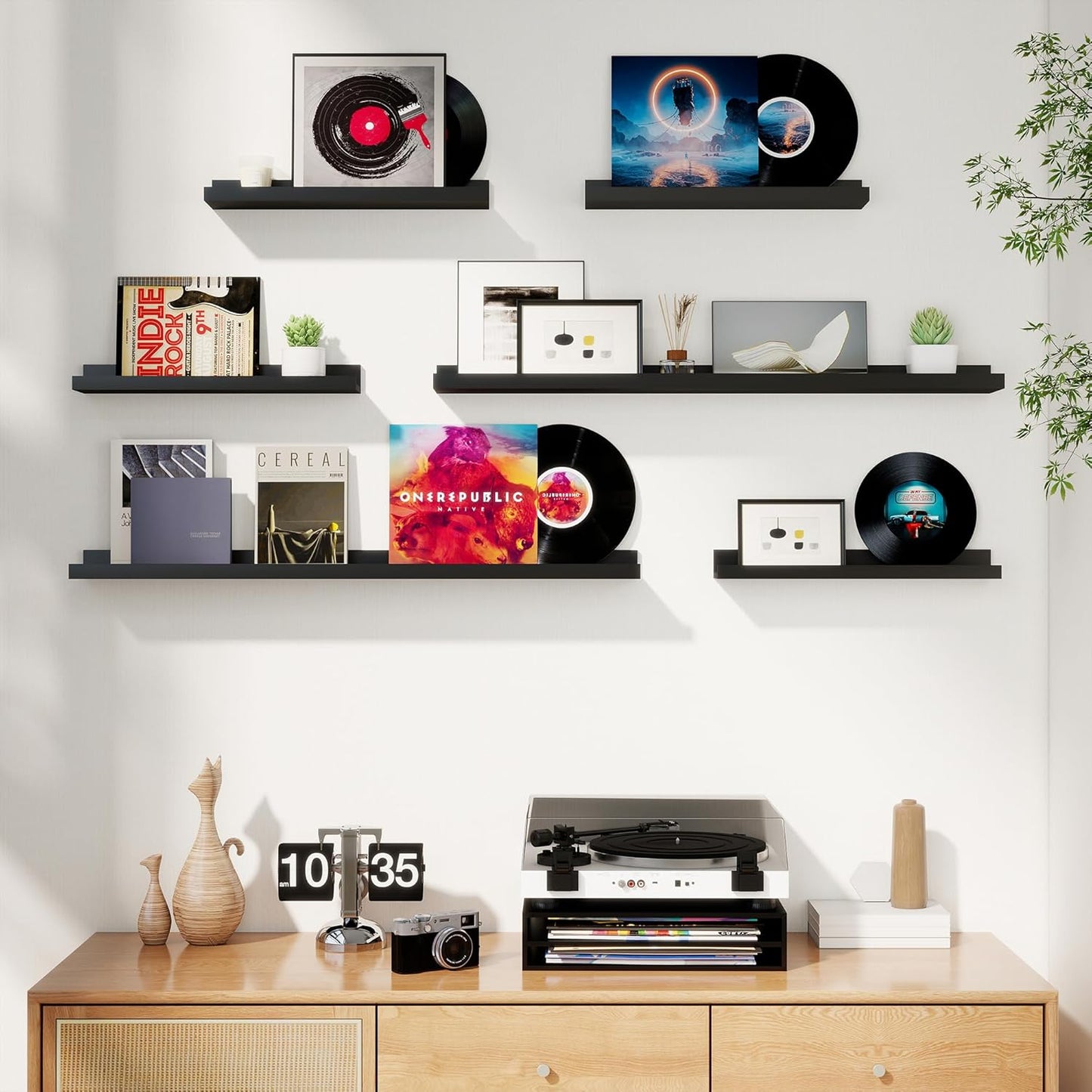 ShelfLoft 5.4 Inch Deep Picture Ledge Shelf Floating Wall Storage Shelves, Set of 6