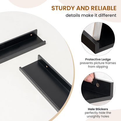 ShelfLoft 5.4 Inch Deep Picture Ledge Shelf Floating Wall Storage Shelves, Set of 6