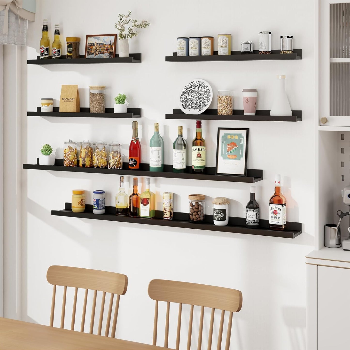 ShelfLoft 5.4 Inch Deep Picture Ledge Shelf Floating Wall Storage Shelves, Set of 6