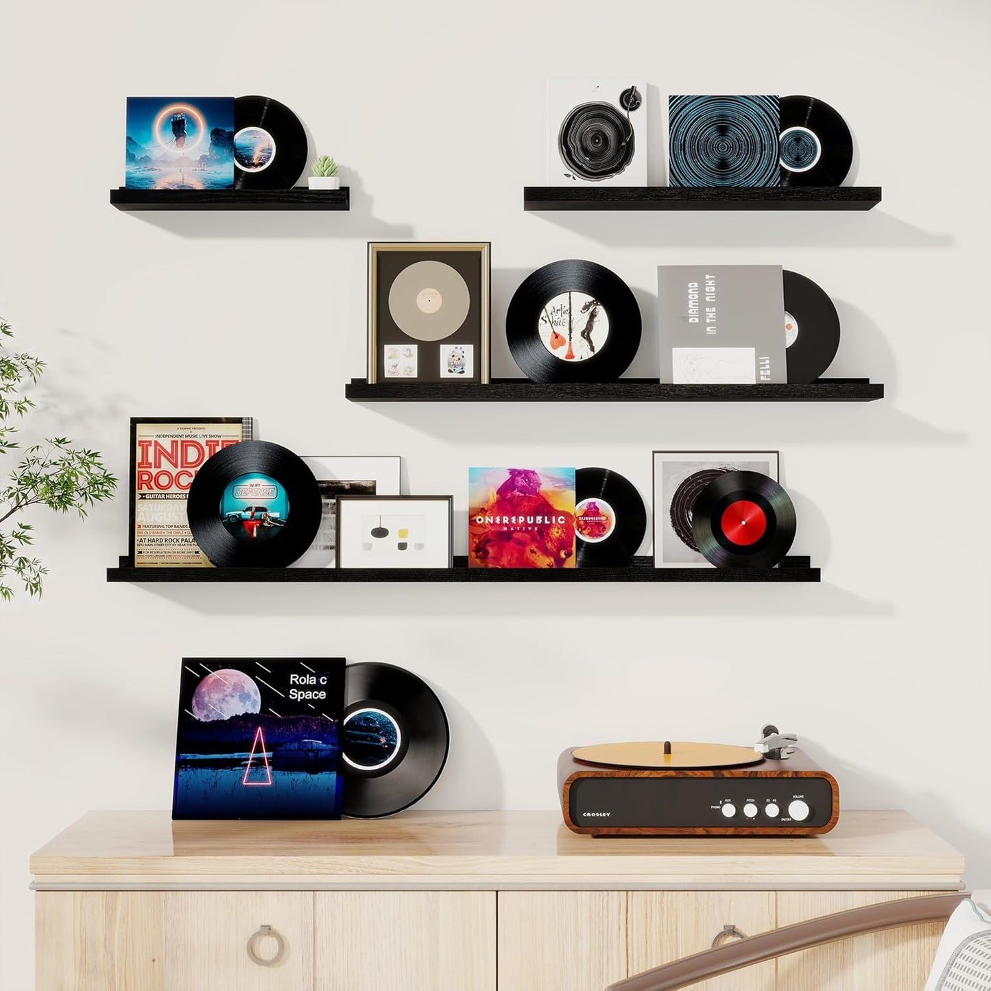 Shelfloft 5.5 Inch Deep Picture Ledge Shelf Floating Wall Display Shelves,Set of 6