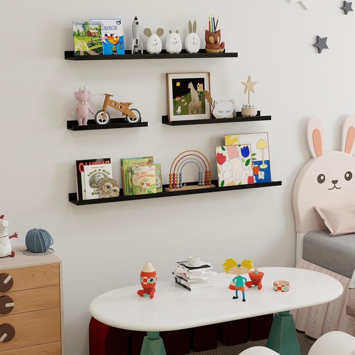 Shelfloft 5.5 Inch Deep Picture Ledge Shelf Floating Wall Display Shelves,Set of 6