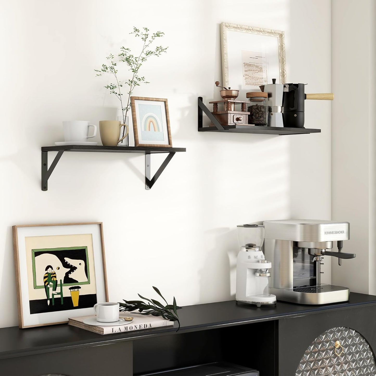 ShelfLoft 8"D x 4.9"H Black Wall Mounted Floating Shelves