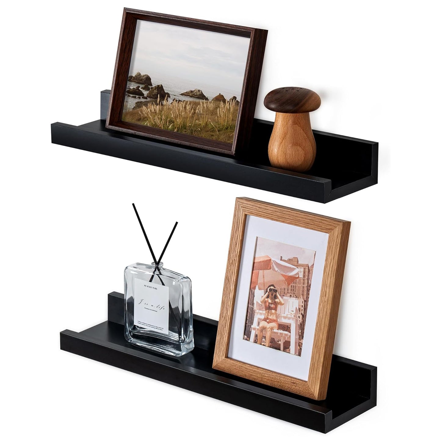 ShelfLoft 5.5"D x 2"H Black Picture Ledge Shelf Wall Display Floating Shelves with Lip