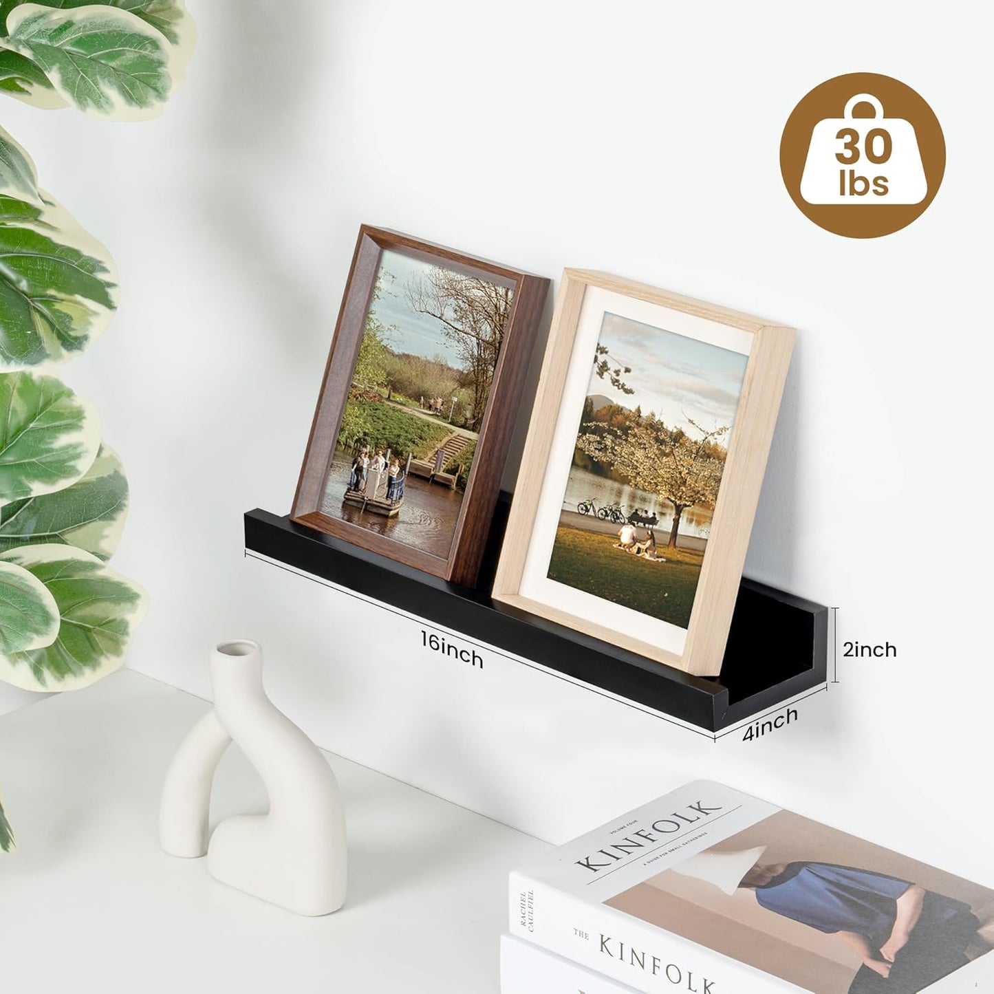 ShelfLoft 5.5"D x 2"H Black Picture Ledge Shelf Wall Display Floating Shelves with Lip