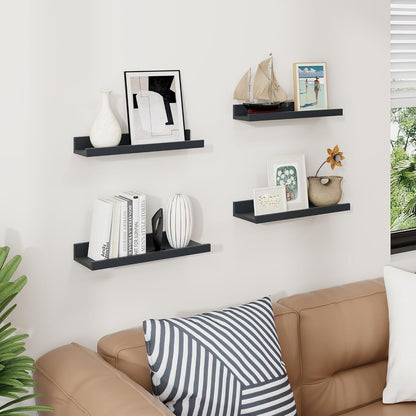 ShelfLoft 5.5"D x 2"H Black Picture Ledge Shelf Wall Display Floating Shelves with Lip