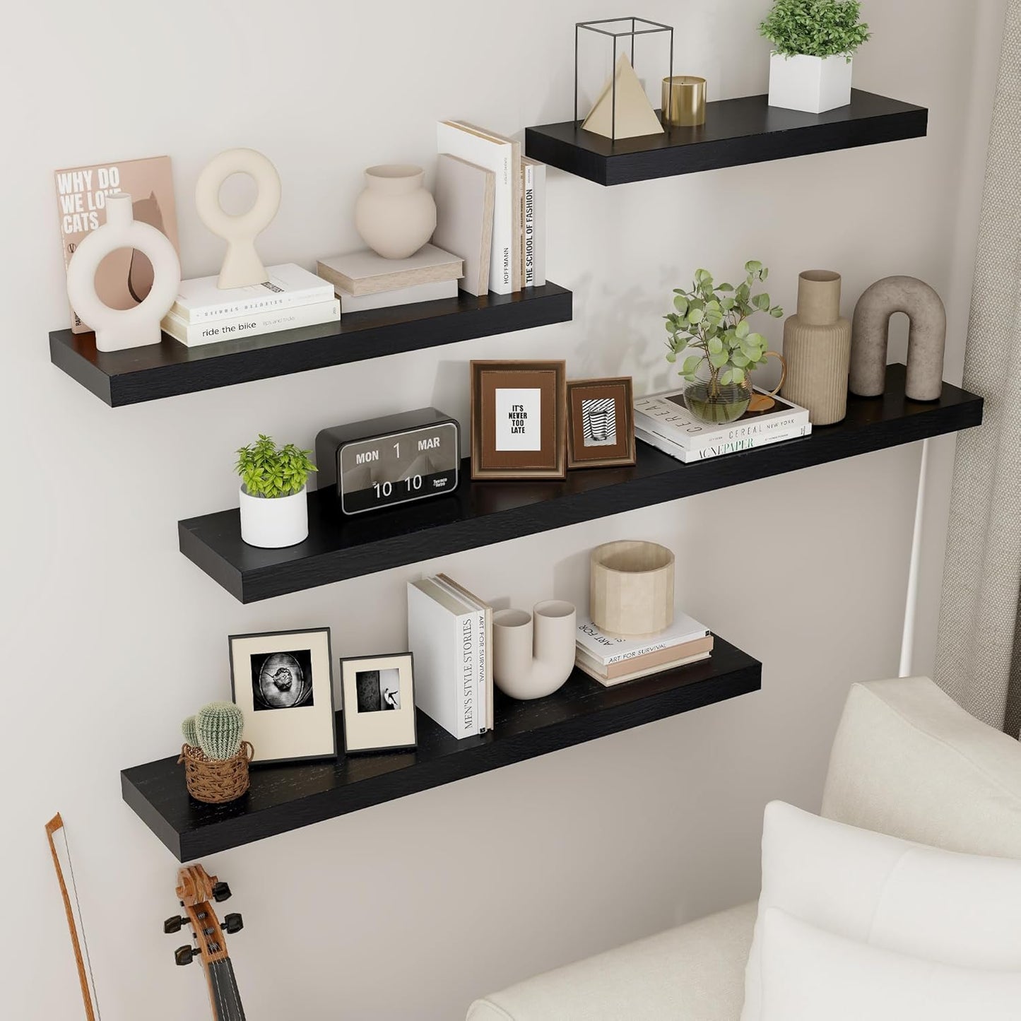 ShelfLoft 6.7 Inch Deep Paulownia Wood Wall Display Decor Floating Shelves