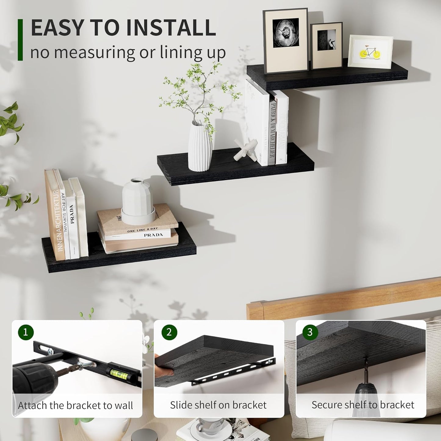 ShelfLoft 6.8 Inch Deep Natural Paulownia Wood Floating Shelves