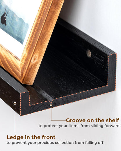 ShelfLoft 4.7 Inch Deep Solid Oak Wood Picture Ledge Shelf, Set of 2