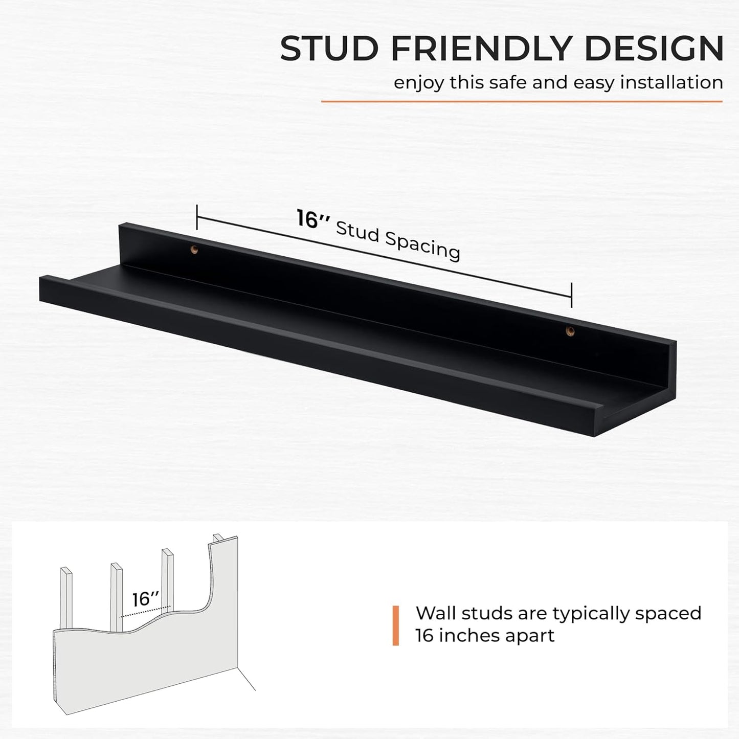 ShelfLoft 4.7 Inch Deep Picture Ledge Shelf Floating Shelves,Set of 4