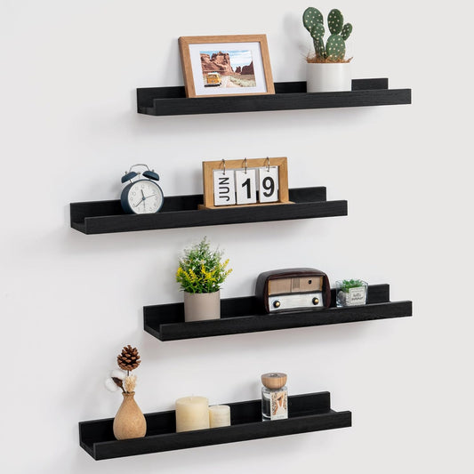 ShelfLoft 5.12"D x 2.2"H Distressed Black Picture Ledge Wall Floating Shelves with Lip