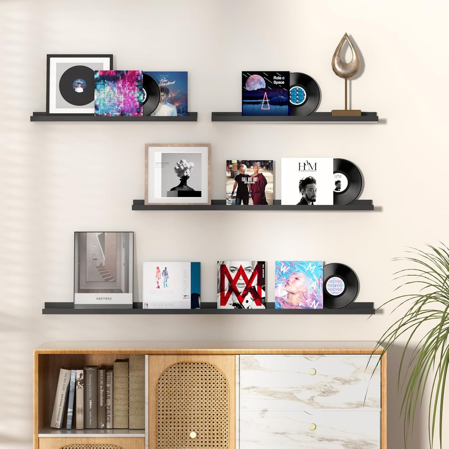 ShelfLoft 3.5"D x 1.6"H Black Picture Ledge Shelf Wall Display Floating Shelves