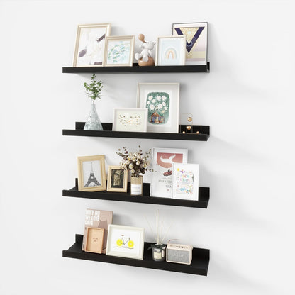 ShelfLoft 5"D x 1.8“H Black Picture Ledge Shelf Wood Floating Shelves