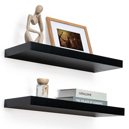 ShelfLoft 9"D x 1.6"H Black Wall Storage Floating Shelves