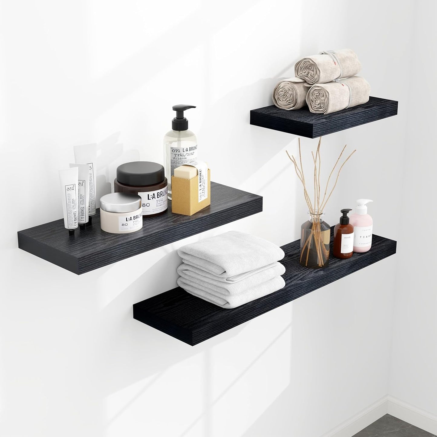 ShelfLoft 9"D x 1.6"H Black Wall Storage Floating Shelves