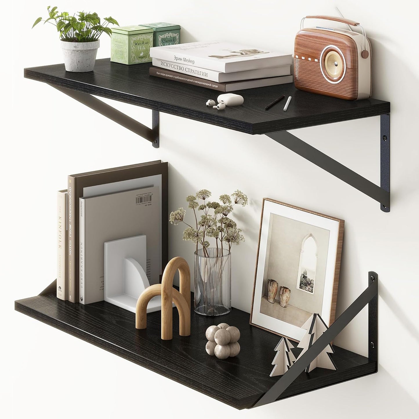 ShelfLoft 12 Inch Deep Wall Display&Storage Floating Shelves with Visible Brackets