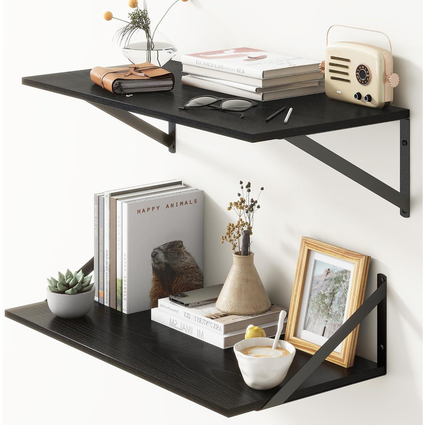 ShelfLoft 12 Inch Deep Wall Display&Storage Floating Shelves with Visible Brackets