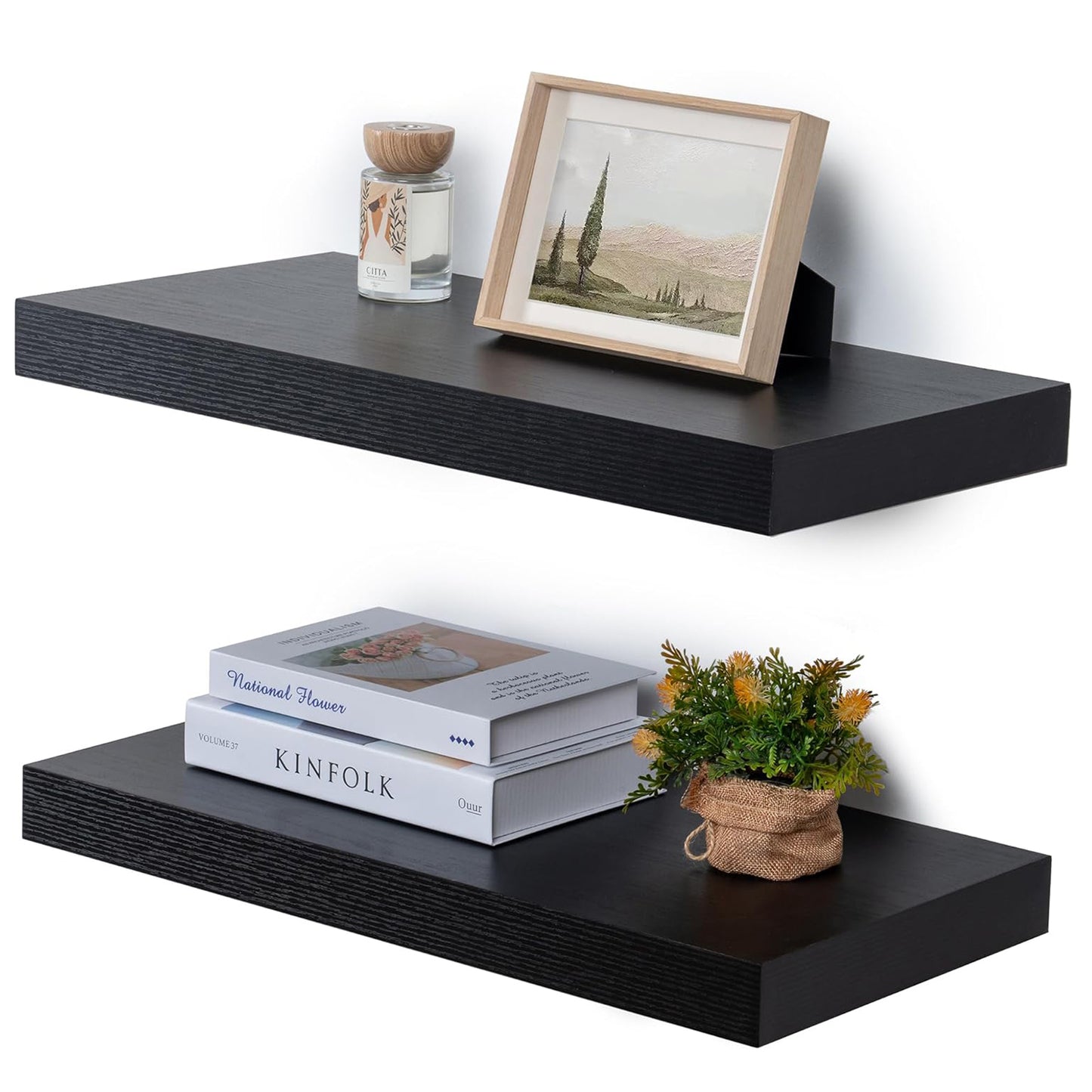 ShelfLoft 12 Inch Deep Rustic Wood Floating Shelves for Wall Decor & Storage