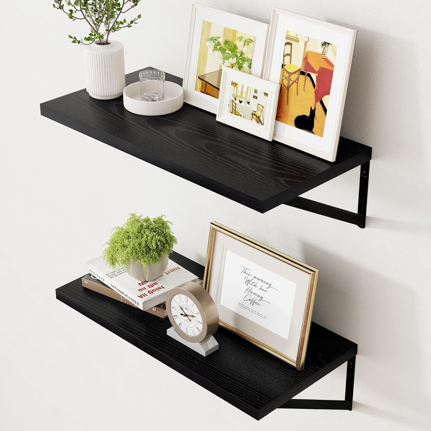 ShelfLoft 8"D x 4.9"H Black Wall Mounted Floating Shelves