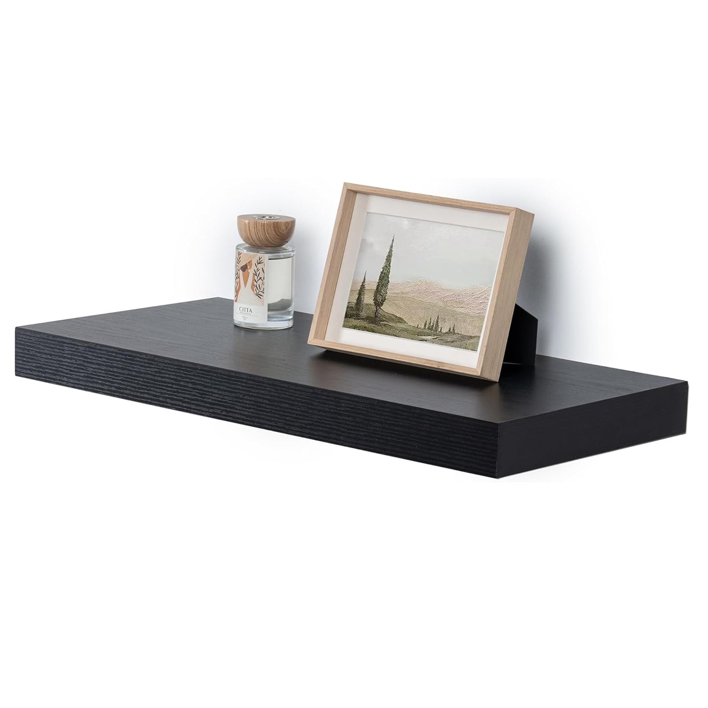 ShelfLoft 12"D x 2"H Black Rustic Wood Floating Shelves for Wall Decor & Storage