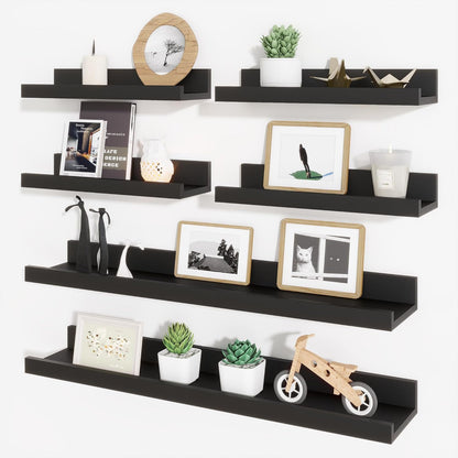 ShelfLoft 5.4 Inch Deep Picture Ledge Shelf Floating Wall Storage Shelves, Set of 6