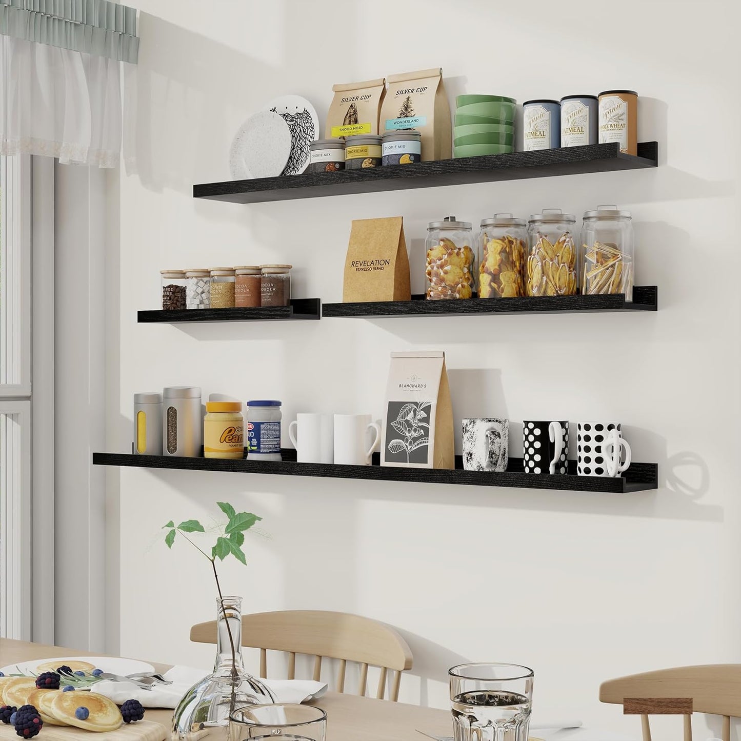 Shelfloft 5.5 Inch Deep Picture Ledge Shelf Floating Wall Display Shelves,Set of 6