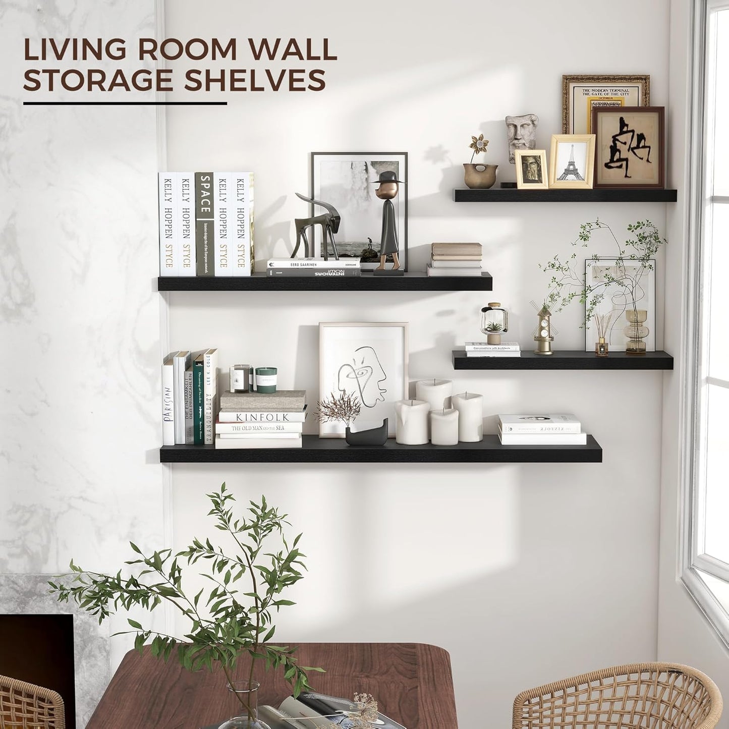 ShelfLoft 9"D x 1.5”H Black Floating Shelves for Wall Storage