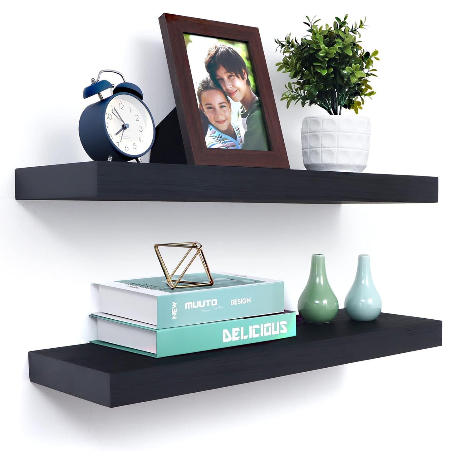 ShelfLoft 8"D x 1.6"H Black Wall Storage Floating Shelves