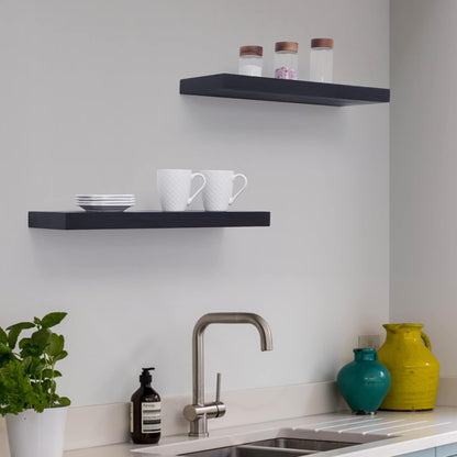 ShelfLoft 8"D x 1.6"H Black Wall Storage Floating Shelves