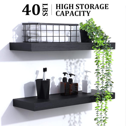 ShelfLoft 8"D x 1.6"H Black Wall Storage Floating Shelves