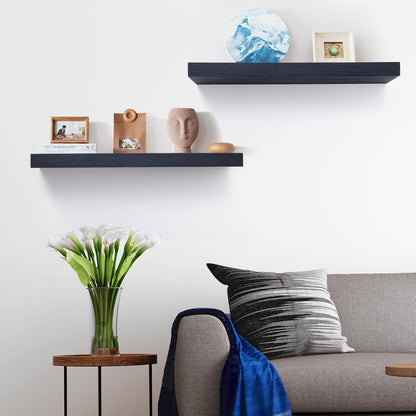 ShelfLoft 8"D x 1.6"H Black Wall Storage Floating Shelves