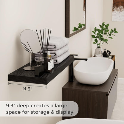 ShelfLoft 9.3"D x 1.5"H Black Floating Shelves for Wall Storage