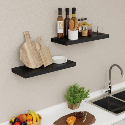 ShelfLoft 24" Wide x 9.3" Deep Floating Shelves for Wall Storage,Black-2 Pack