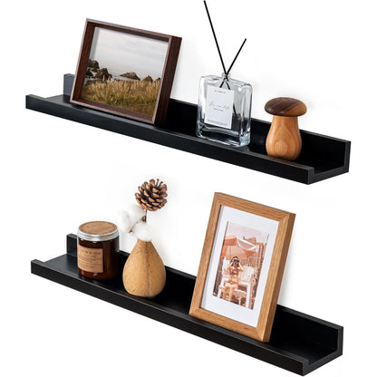 ShelfLoft 5.5"D x 2"H Black Picture Ledge Shelf Wall Display Floating Shelves with Lip