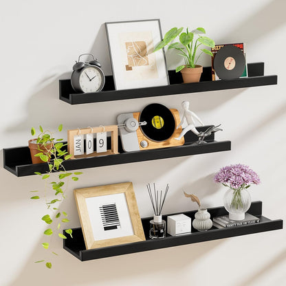 ShelfLoft 5.7"D x 2"H Black Picture Ledge Shelf Floating Shelves,3 Pack