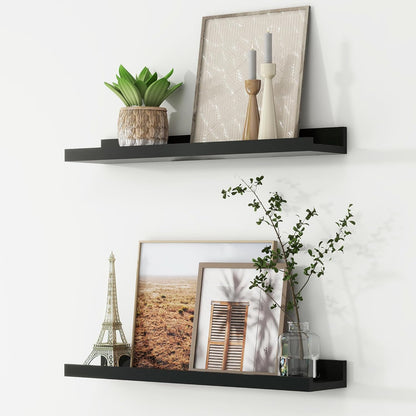 ShelfLoft 24" Wide x 4.7" Deep Picture Ledge Floating Shelves, Black-2 Pack