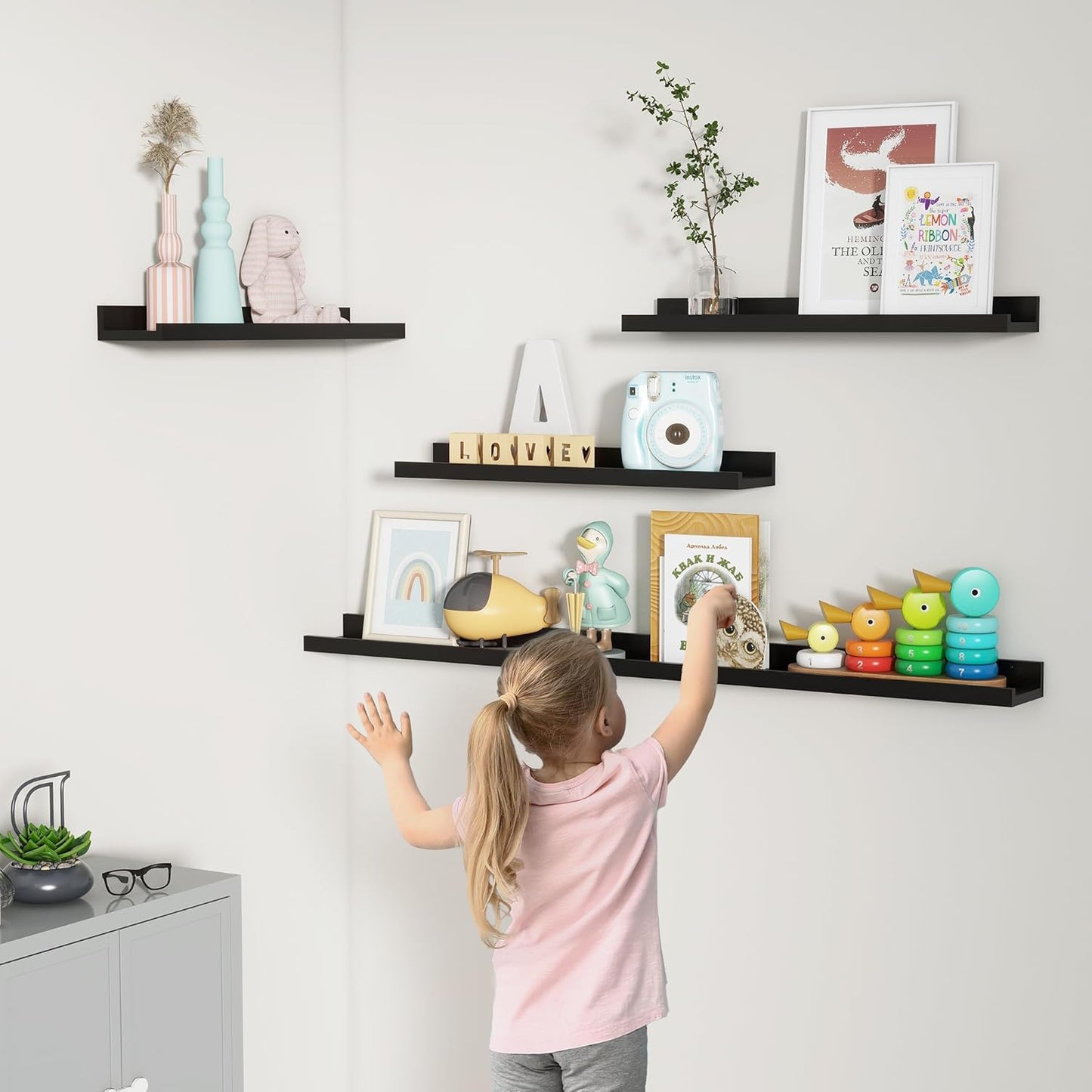 ShelfLoft 4.7"D x 2"H Black Picture Ledge Floating Shelves