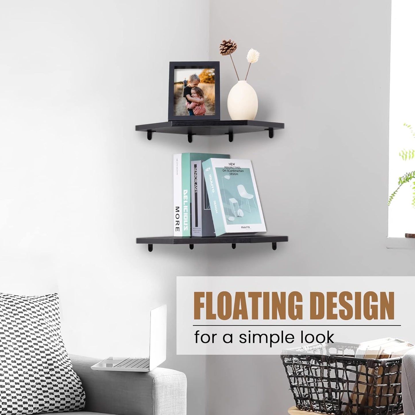 ShelfLoft Wall Mount Floating Corner Shelves