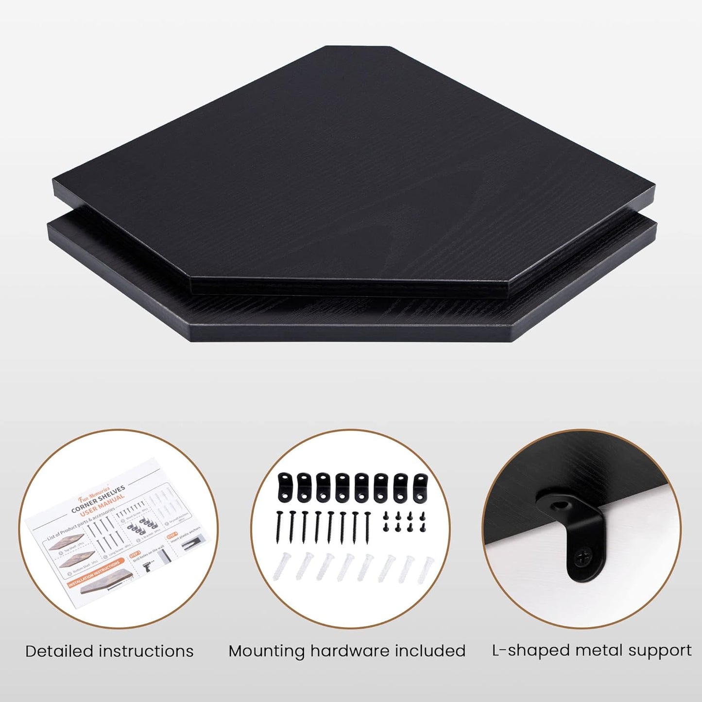 ShelfLoft Wall Mount Floating Corner Shelves