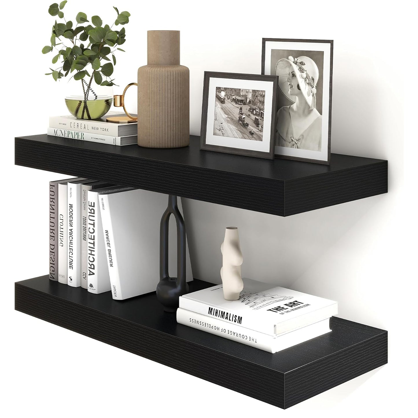 ShelfLoft 30"W x 11.6"D Black Floating Shelves for Wall Storage, 2 Pack