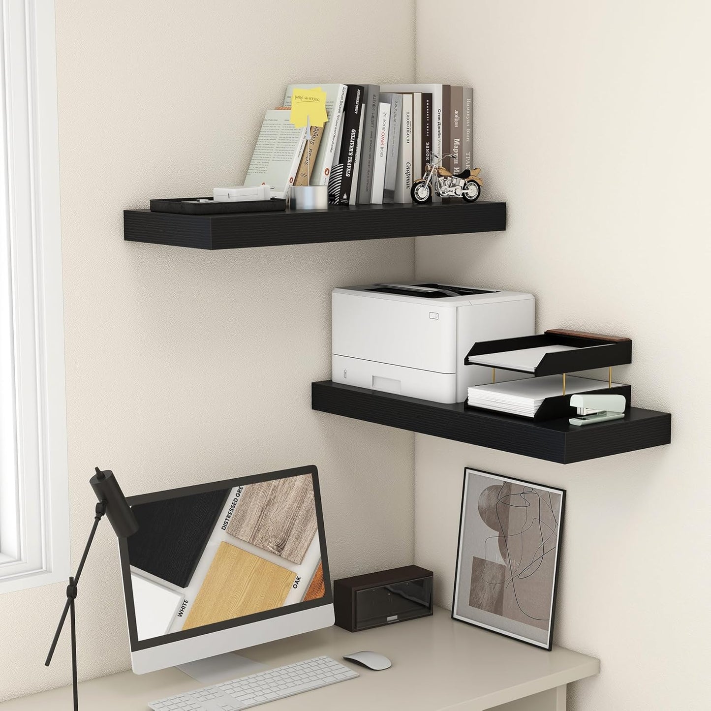 ShelfLoft 11.6"D x 2"H Black Floating Shelves for Wall Storage